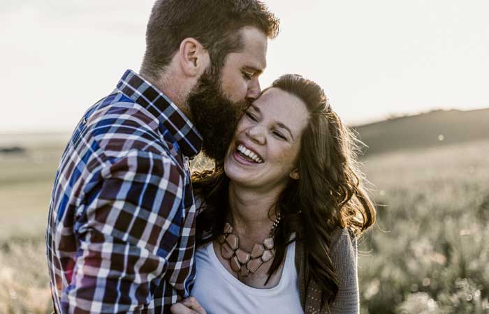 Couple smiling